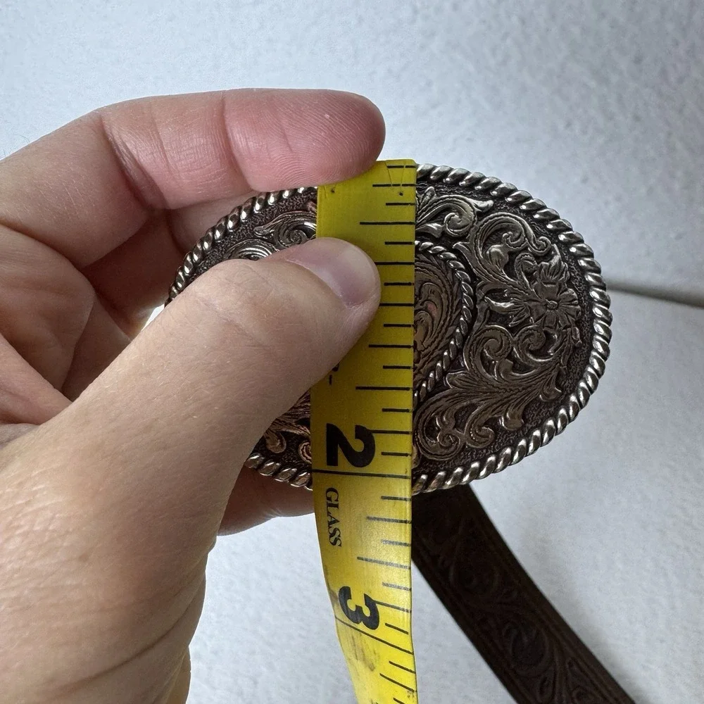 Justin Girl's Trophy Heart Western Belt With Silver Tone Buckle Adjustable 26